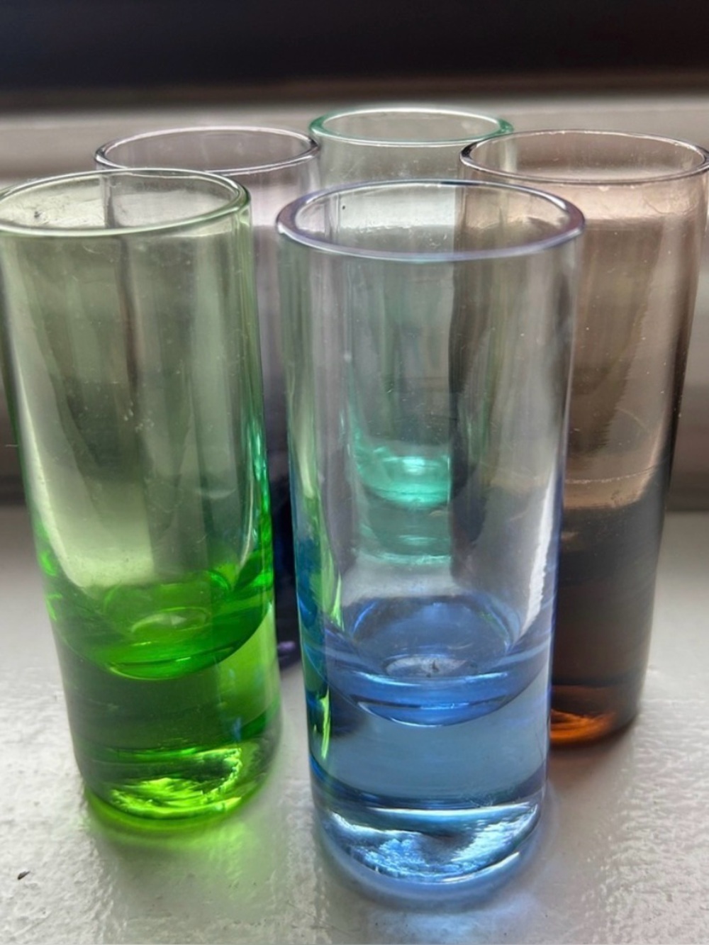 Shot Glasses Set - Green, Blue, Aqua, Amber, Violet
